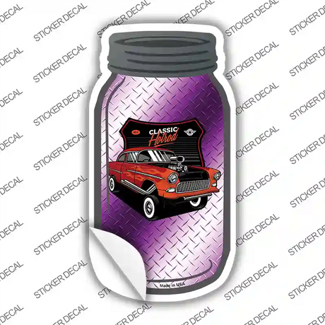 Classic Hot Rod Purple Diamond Novelty Mason Jar Sticker Decal