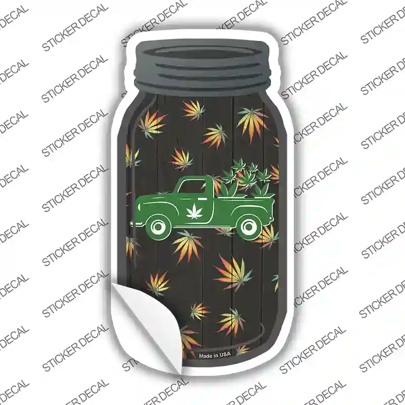Weed Truck Novelty Mason Jar Sticker Decal