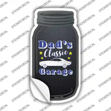 Dads Classic Garage Blue Novelty Mason Jar Sticker Decal