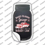 Dads Classic Garage Red Novelty Mason Jar Sticker Decal