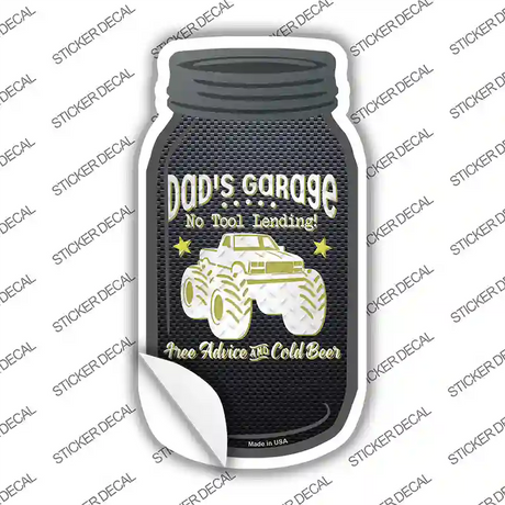 Dads Garage Yellow Novelty Mason Jar Sticker Decal