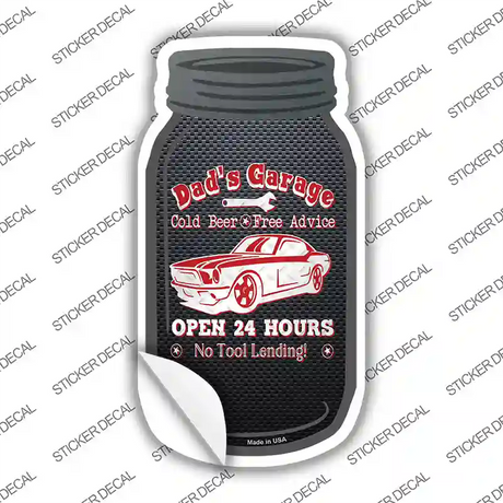 Dads Garage Red Novelty Mason Jar Sticker Decal