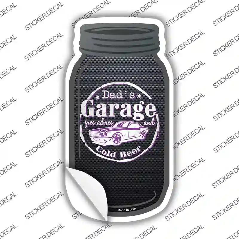 Dads Garage Purple Novelty Mason Jar Sticker Decal