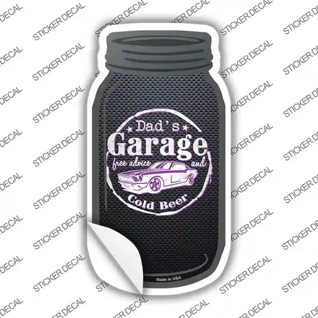 Dads Garage Purple Novelty Mason Jar Sticker Decal