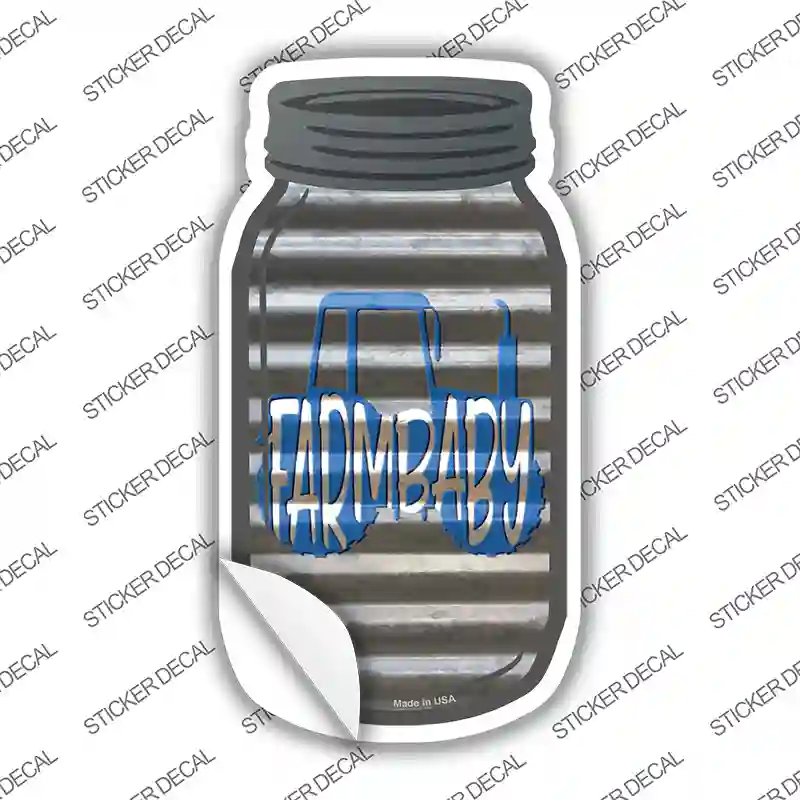 Farmbaby Blue Tractor Corrugated Novelty Mason Jar Sticker Decal