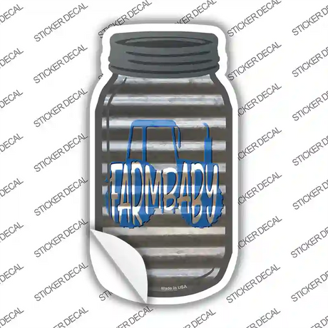 Farmbaby Blue Tractor Corrugated Novelty Mason Jar Sticker Decal