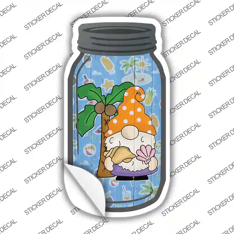 Gnome With Shells Novelty Mason Jar Sticker Decal