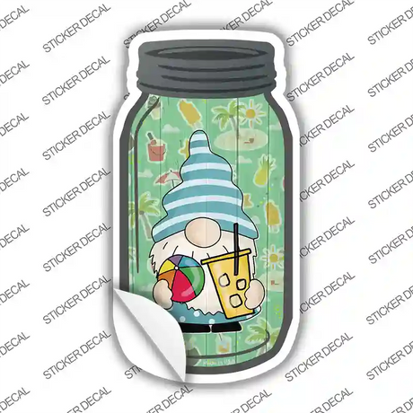 Gnome With Beachball Novelty Mason Jar Sticker Decal