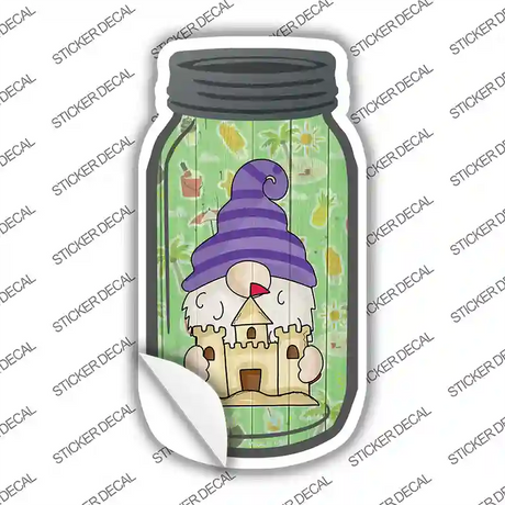 Gnome With Sandcastle Novelty Mason Jar Sticker Decal