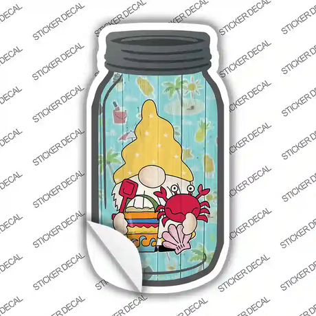 Gnome With Crab Novelty Mason Jar Sticker Decal