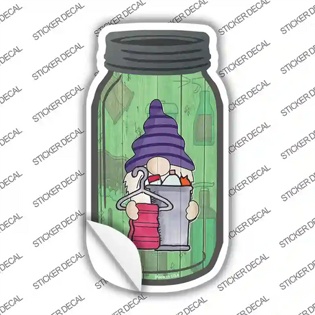 Gnome With Towel Novelty Mason Jar Sticker Decal