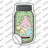 Gnome With Blue Egg Novelty Mason Jar Sticker Decal