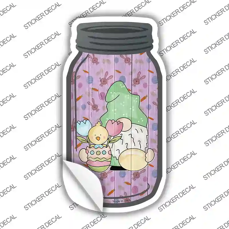 Gnome With Chick and Egg Novelty Mason Jar Sticker Decal