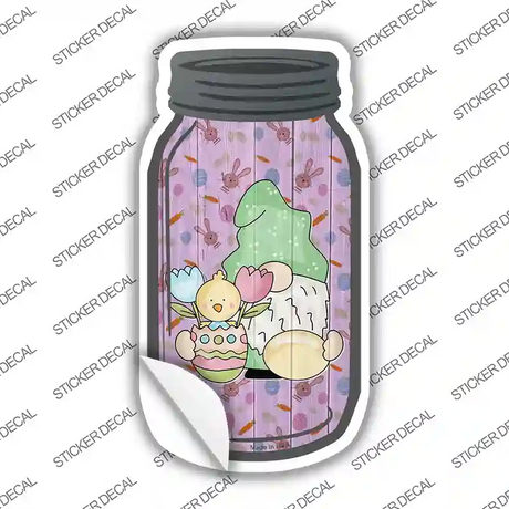 Gnome With Chick and Egg Novelty Mason Jar Sticker Decal