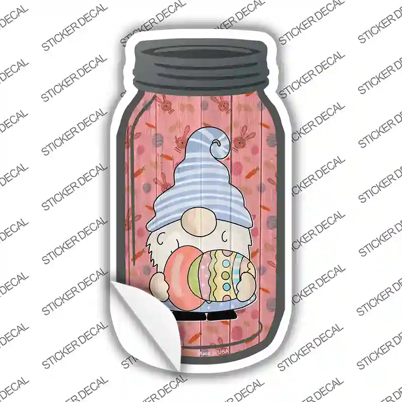 Gnome With Red Egg Novelty Mason Jar Sticker Decal