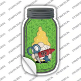 Gnome With Red Crayon Novelty Mason Jar Sticker Decal