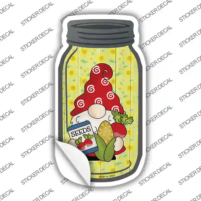 Gnome With Corn and Beets Novelty Mason Jar Sticker Decal