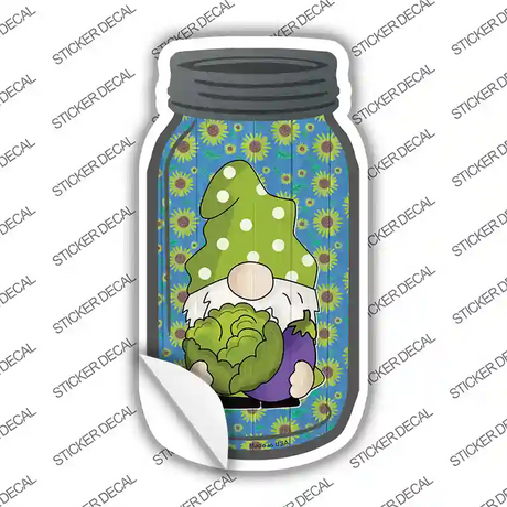 Gnome With Eggplant Novelty Mason Jar Sticker Decal