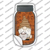 Gnome With Coffee Mug Novelty Mason Jar Sticker Decal