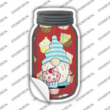 Gnome With Pink Cupcake Novelty Mason Jar Sticker Decal