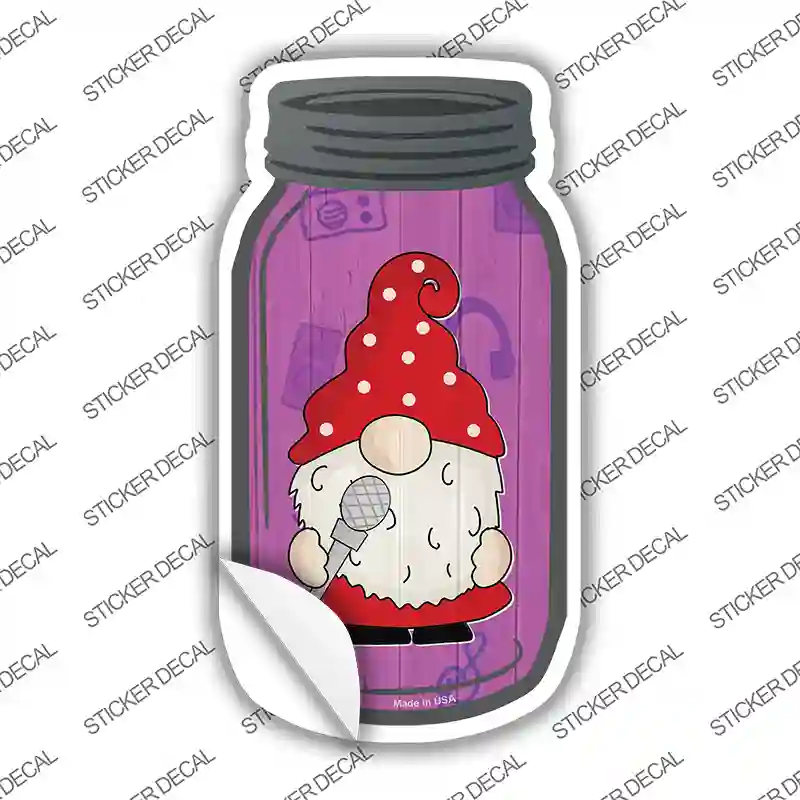 Gnome With Microphone Novelty Mason Jar Sticker Decal