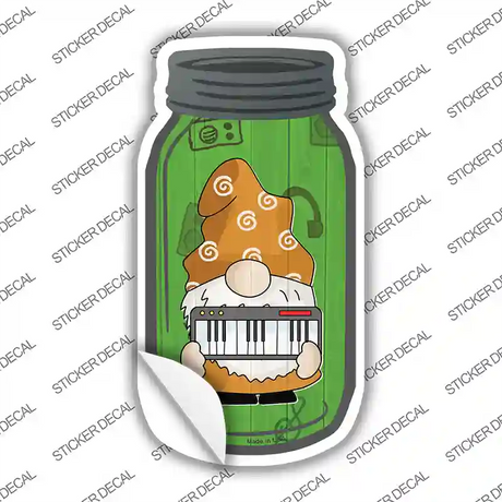 Gnome With Piano Novelty Mason Jar Sticker Decal