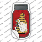 Gnome With Bee Red Novelty Mason Jar Sticker Decal
