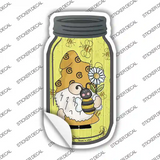 Gnome With Bee Yellow Novelty Mason Jar Sticker Decal