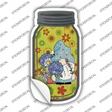 Gnome With Blue Flowers Novelty Mason Jar Sticker Decal