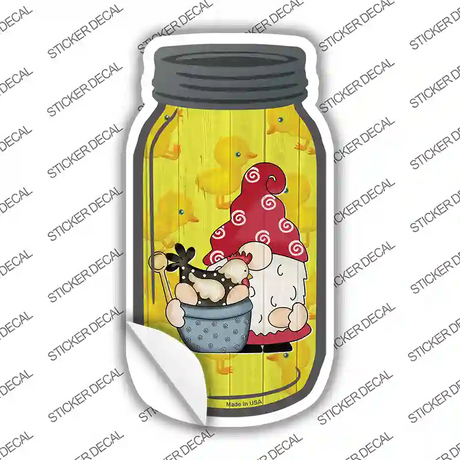 Gnome With Chicken Yellow Novelty Mason Jar Sticker Decal