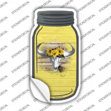 Cow Skull Yellow Novelty Mason Jar Sticker Decal
