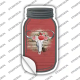 Cow Skull Red Novelty Mason Jar Sticker Decal