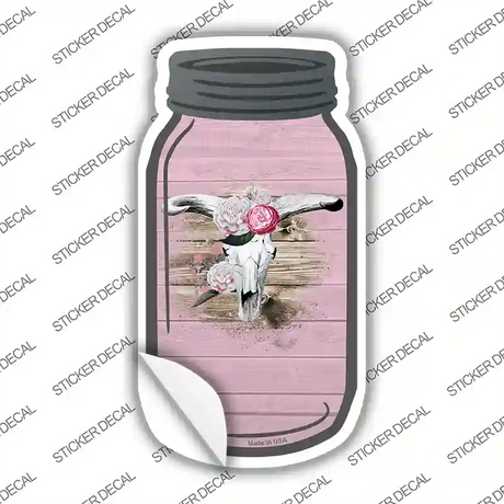 Cow Skull Light Pink Novelty Mason Jar Sticker Decal