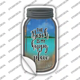 Beach Is My Happy Place Background Novelty Mason Jar Sticker Decal