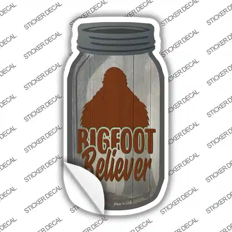 Bigfoot Believer Shadow Novelty Mason Jar Sticker Decal