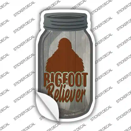 Bigfoot Believer Shadow Novelty Mason Jar Sticker Decal