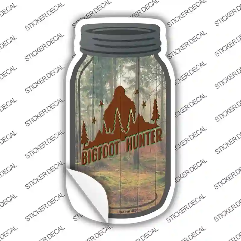 Bigfoot Hunter Woods Novelty Mason Jar Sticker Decal