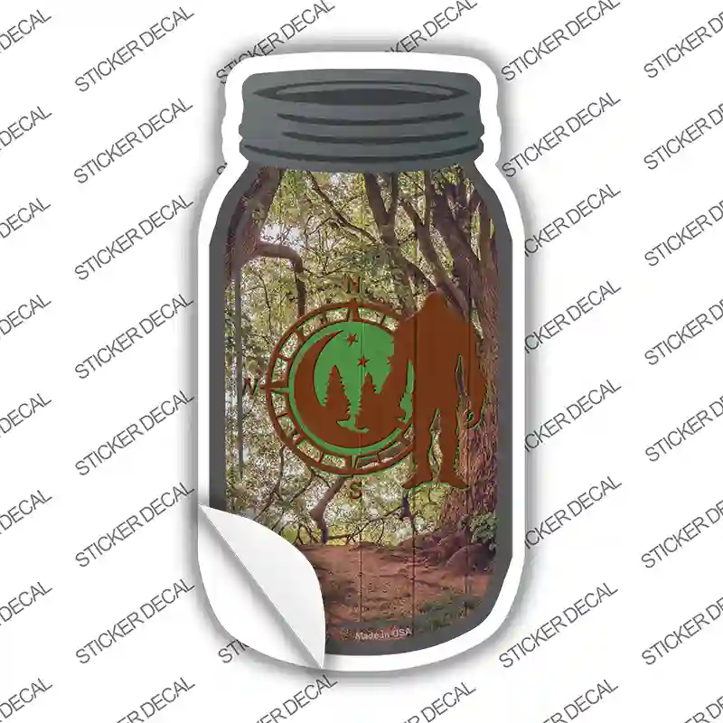 Bigfoot Compass Night Novelty Mason Jar Sticker Decal