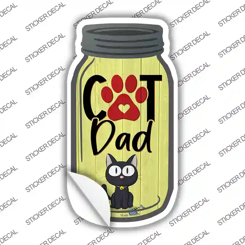 Cat Dad Yellow Novelty Mason Jar Sticker Decal