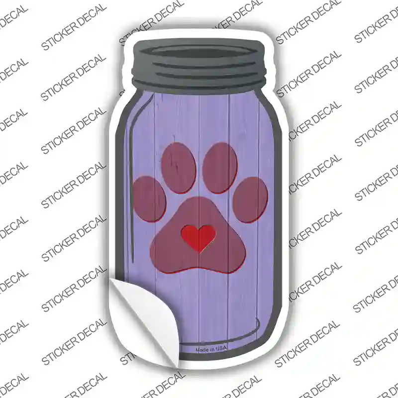 Paw Print Purple Novelty Mason Jar Sticker Decal