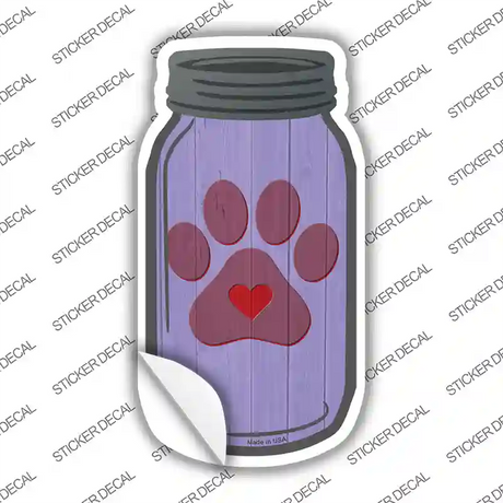 Paw Print Purple Novelty Mason Jar Sticker Decal