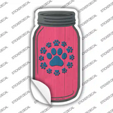Paw Print Circle Pink Novelty Mason Jar Sticker Decal