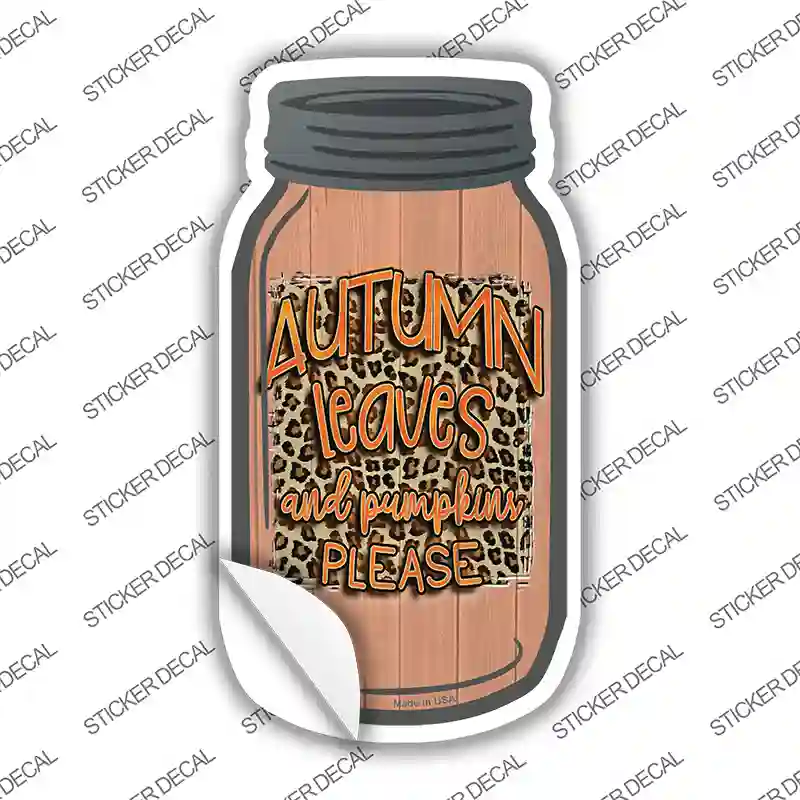Autum Leaves and Pumpkins Novelty Mason Jar Sticker Decal