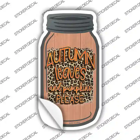 Autum Leaves and Pumpkins Novelty Mason Jar Sticker Decal