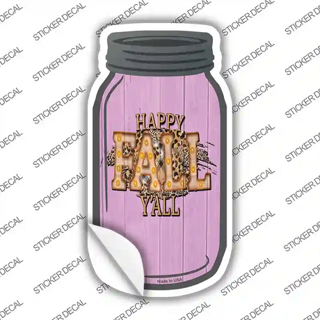 Happy Fall Yall Pink Novelty Mason Jar Sticker Decal