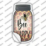 Bee Happy Honeycomb Novelty Mason Jar Sticker Decal