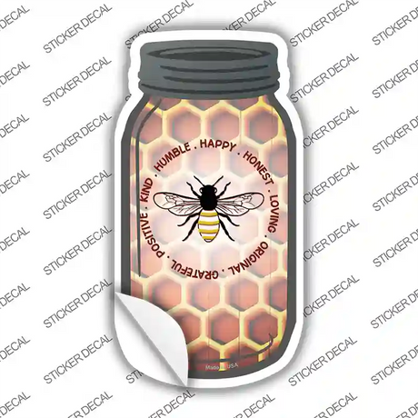 Humble Happy Honest Bee Novelty Mason Jar Sticker Decal