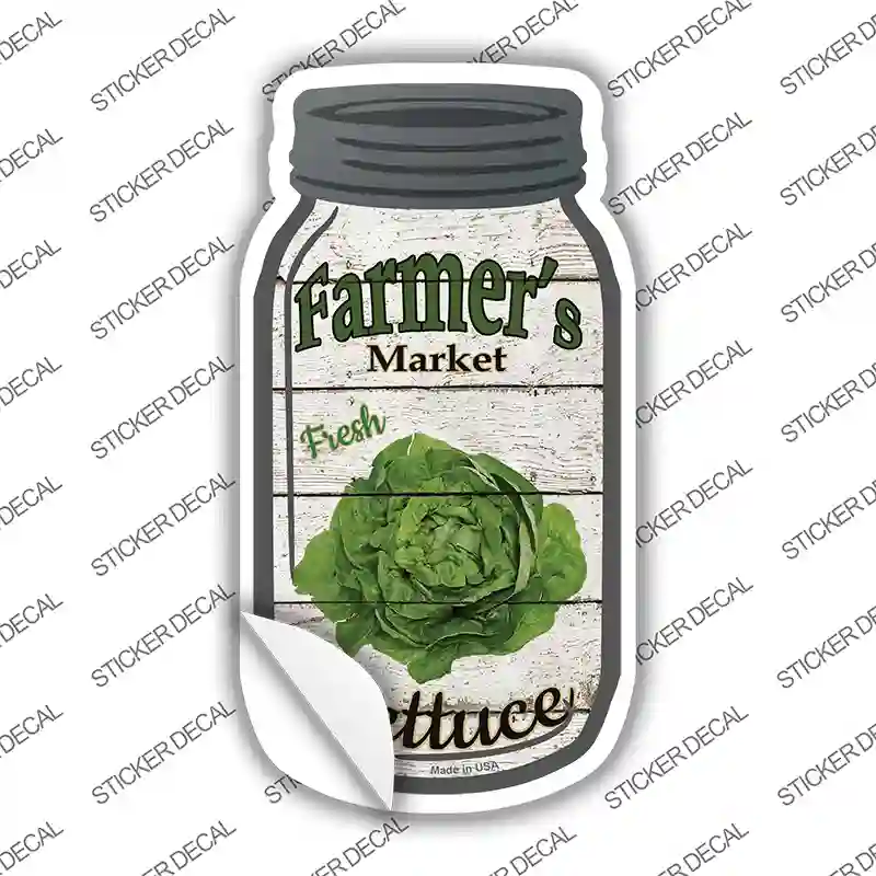 Lettuce Farmers Market Novelty Mason Jar Sticker Decal