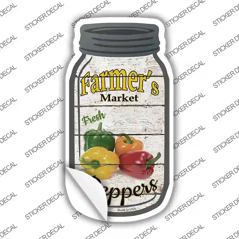 Peppers Farmers Market Novelty Mason Jar Sticker Decal