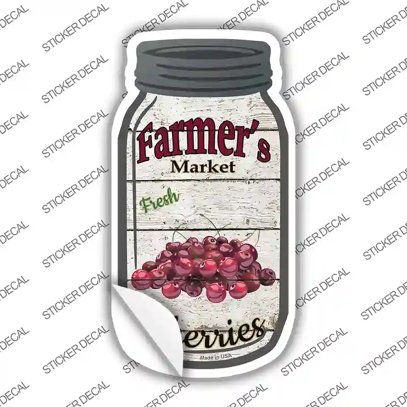Cherries Farmers Market Novelty Mason Jar Sticker Decal